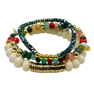 Mystique Hematite & Jade Bracelet Stack